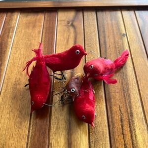 Vintage “velvet” birds with poseable wire legs​
